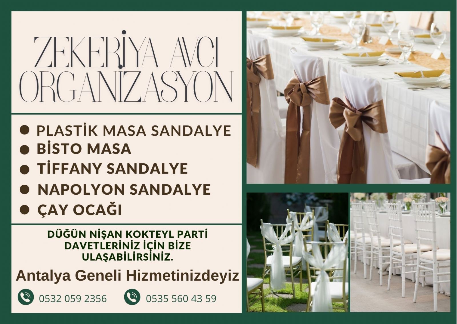 Döşemealtı Masa Sandalye Kiralama